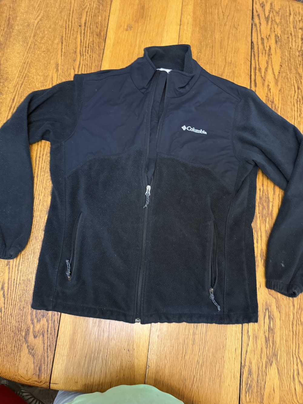 Columbia Jacket Mens Large Black Full Zip Fleece Outdoor Layer Sportswear
